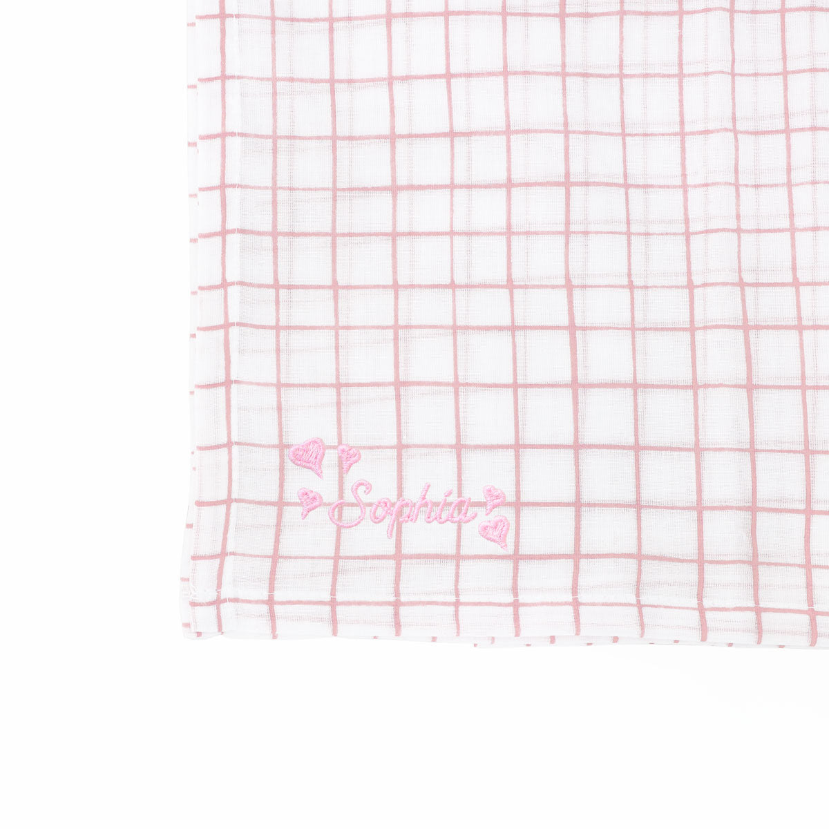 Baby Organic Swaddle in Pink Grid by Le Petit Society — image 4