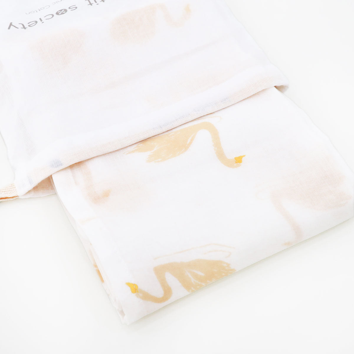 Baby Organic Swaddle in Swan Print by Le Petit Society — image 3
