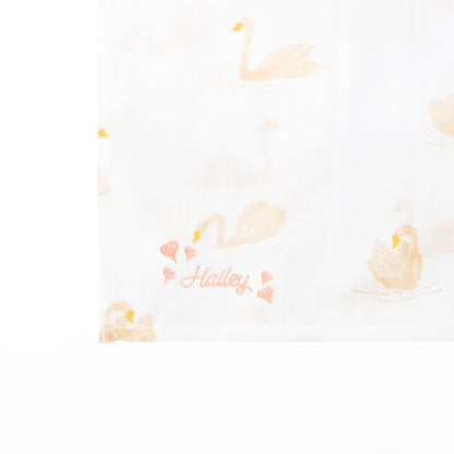 Baby Organic Swaddle in Swan Print by Le Petit Society — image 4