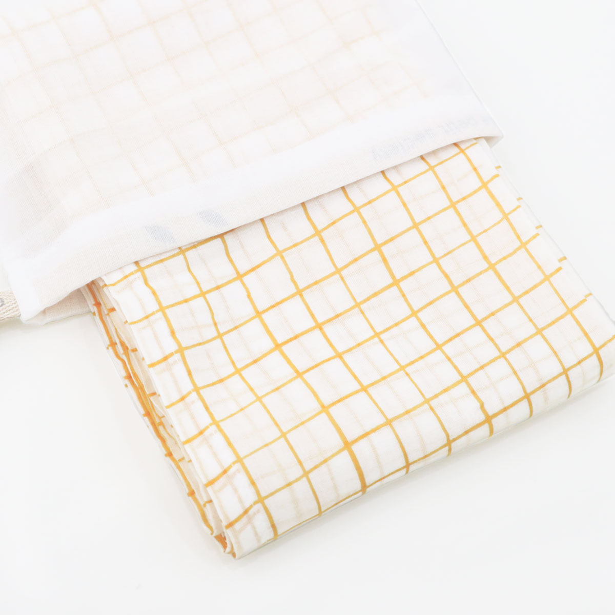 Baby Organic Swaddle in Yellow Grid by Le Petit Society — image 3