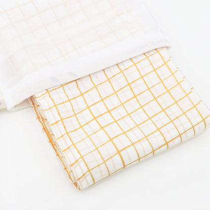 Baby Organic Swaddle in Yellow Grid by Le Petit Society — image 3