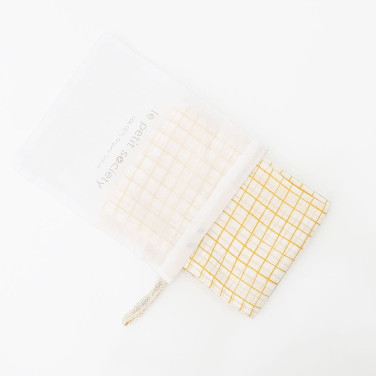 Baby Organic Swaddle in Yellow Grid by Le Petit Society