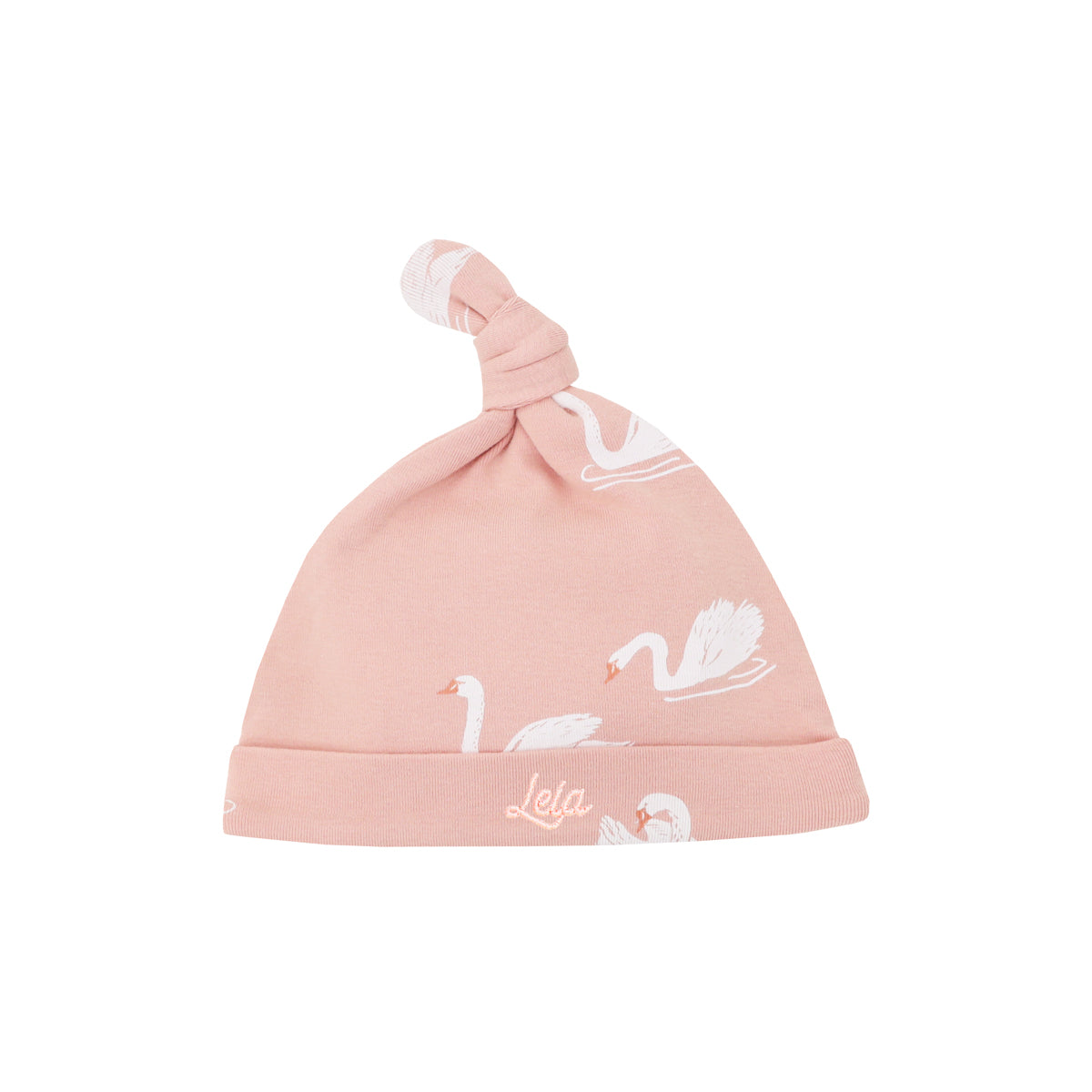 Baby Organic Knotted Hat in Swan Print by Le Petit Society — image 4