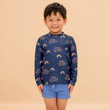 Swim Trunks in Blue Stripes by Le Petit Society — image 4