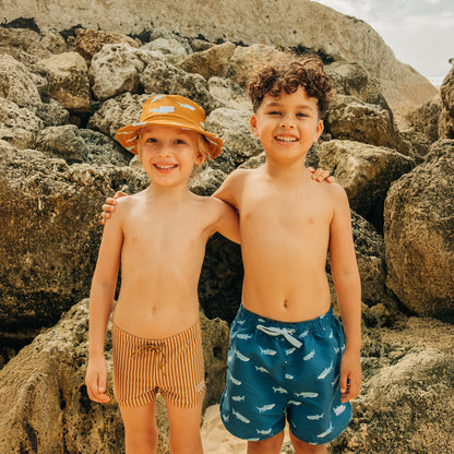 Swim Trunks in Brown Stripes by Le Petit Society — image 4