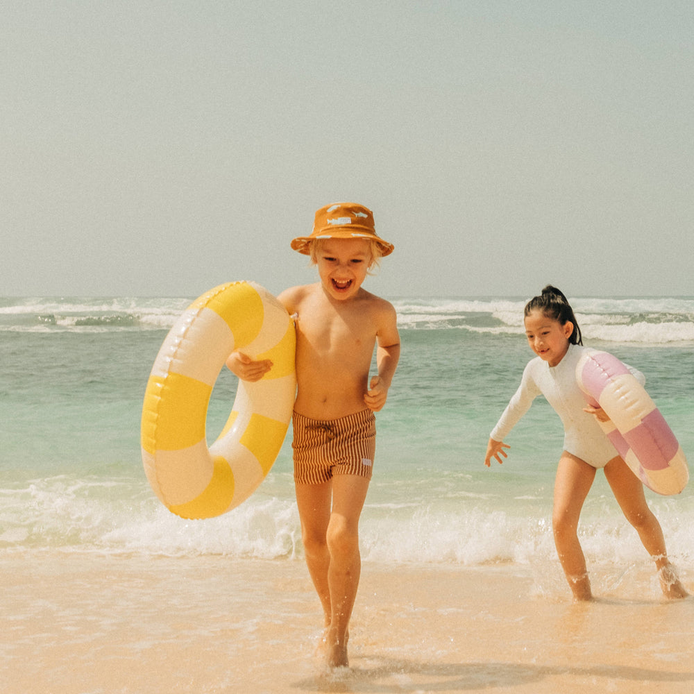 Swim Trunks in Brown Stripes by Le Petit Society — image 5