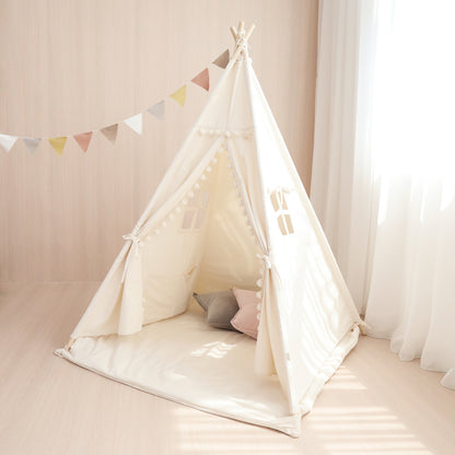 Canvas Teepee Tent with Pom Poms by Le Petit Society — image 6