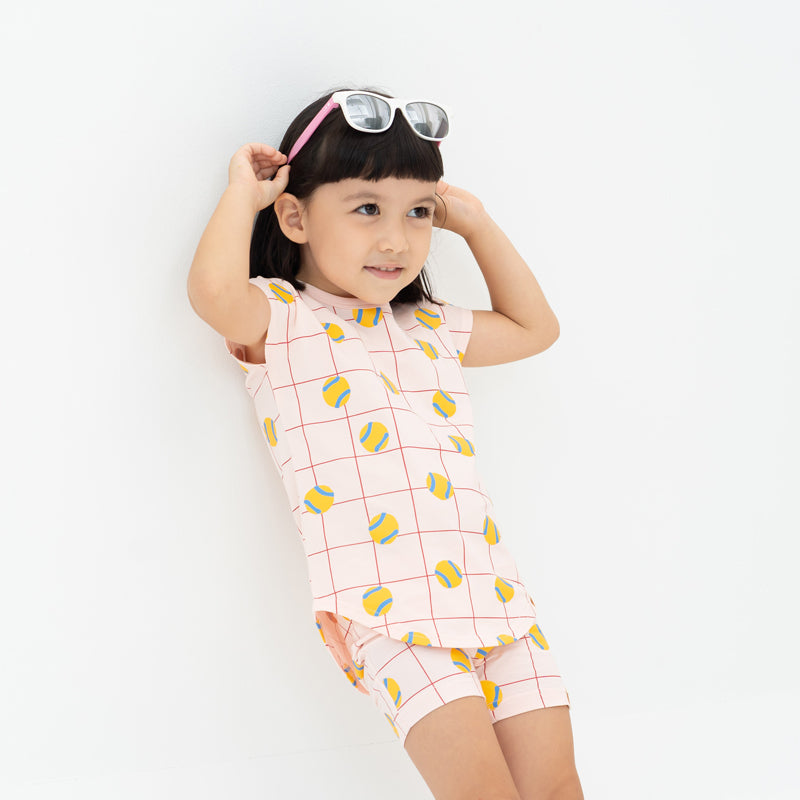 Made For Play - Girls Drop Sleeve Tee in Tennis Print by Le Petit Society — image 2
