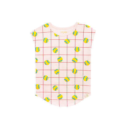 Made For Play - Girls Drop Sleeve Tee in Tennis Print by Le Petit Society — image 6