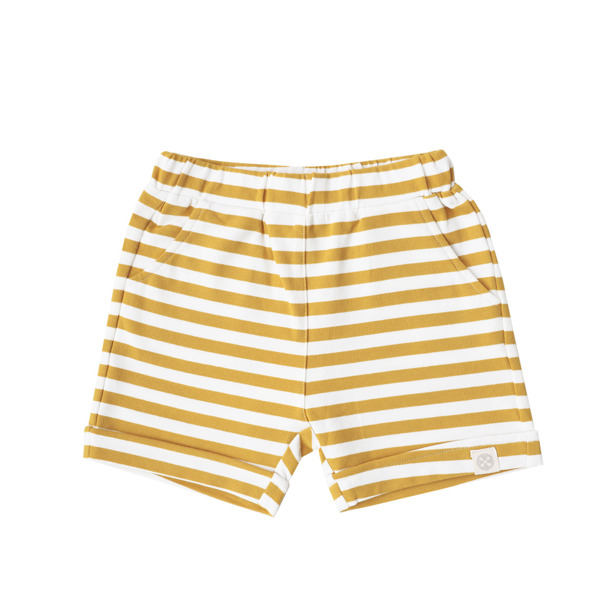Resort Series - Kids Terry Shorts in Mustard Stripes by Le Petit Society