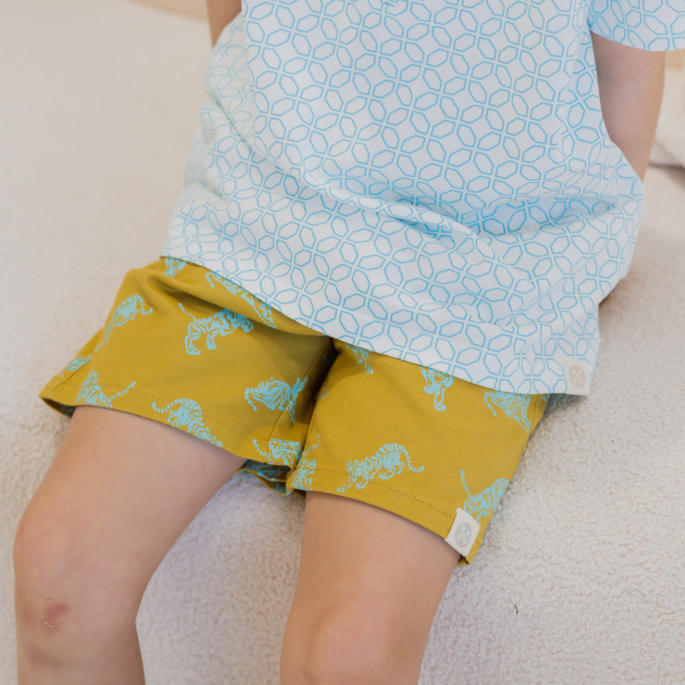 Bermuda Shorts with Adjustable Waistband in Tiger Print by Le Petit Society — image 2