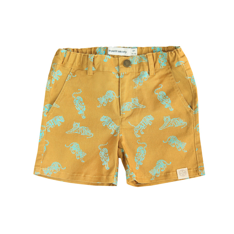 Bermuda Shorts with Adjustable Waistband in Tiger Print by Le Petit Society — image 5