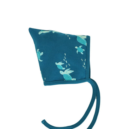 Organic Baby Bonnet Hat in Turtle Print by Le Petit Society — image 2