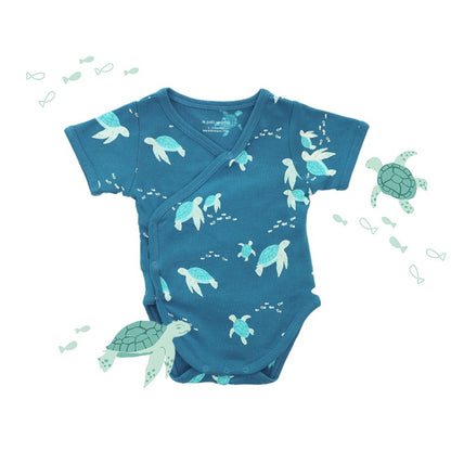 Baby Organic Kimono Romper in Turtle Print by Le Petit Society — image 5