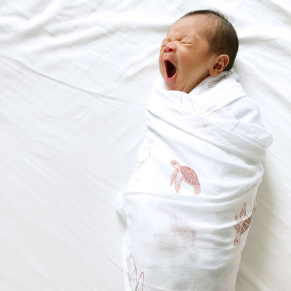 Baby Organic Swaddle in Turtles by Le Petit Society