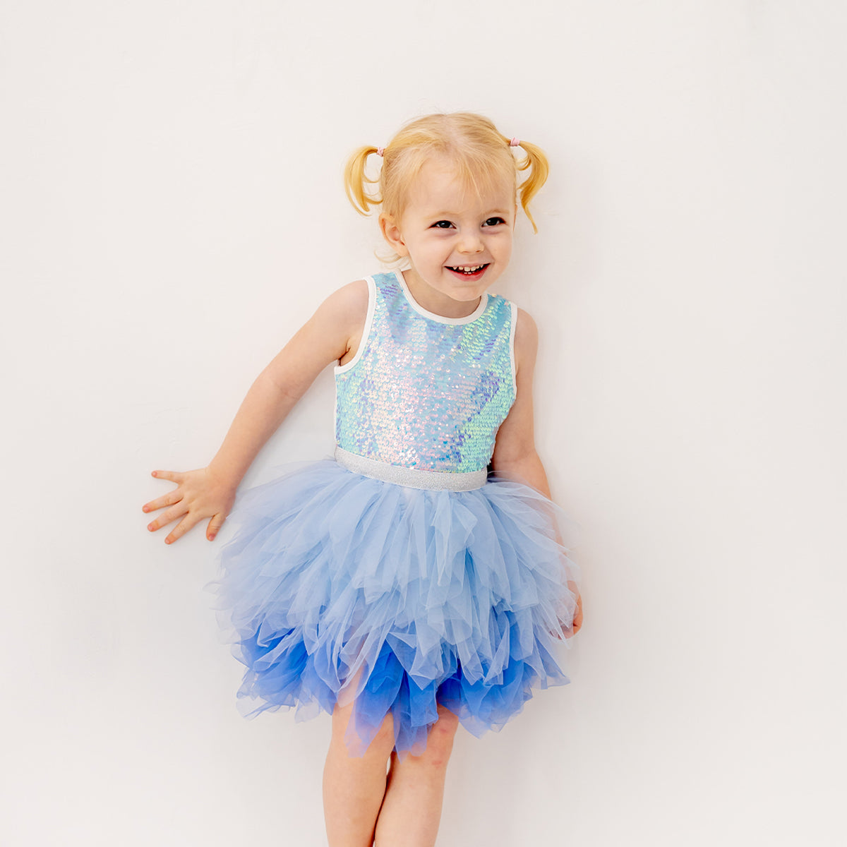 Flower Girl Series - Sequin Tutu Dress in Blue by Le Petit Society — image 2