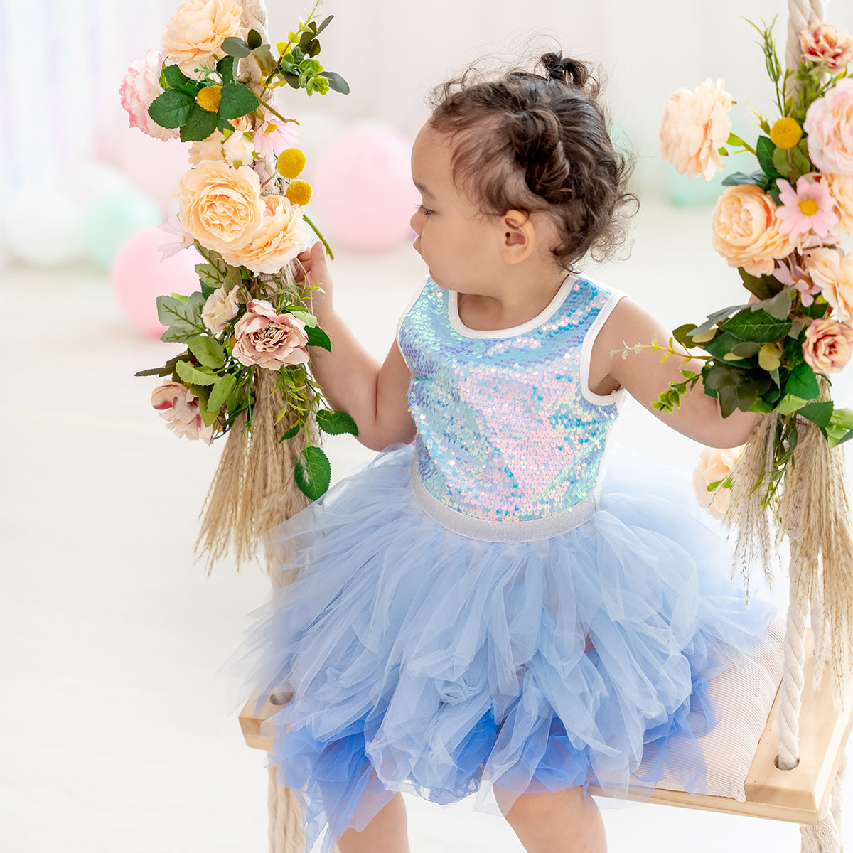 Flower Girl Series - Sequin Tutu Dress in Blue by Le Petit Society — image 6
