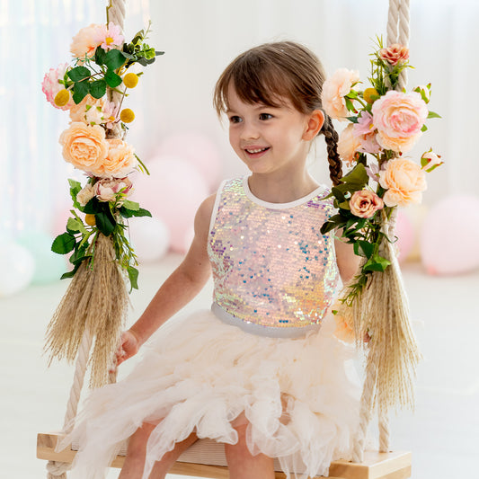 Flower Girl Series - Sequin Tutu Dress in Ivory by Le Petit Society