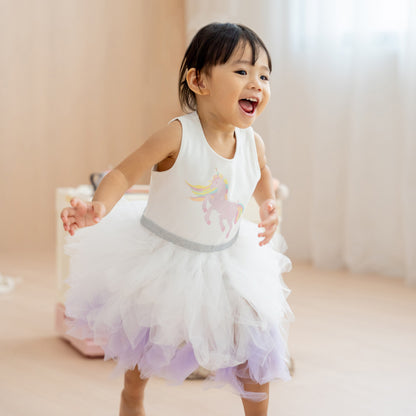 Party Series - Unicorn Tutu Dress in White/Lilac by Le Petit Society — image 5