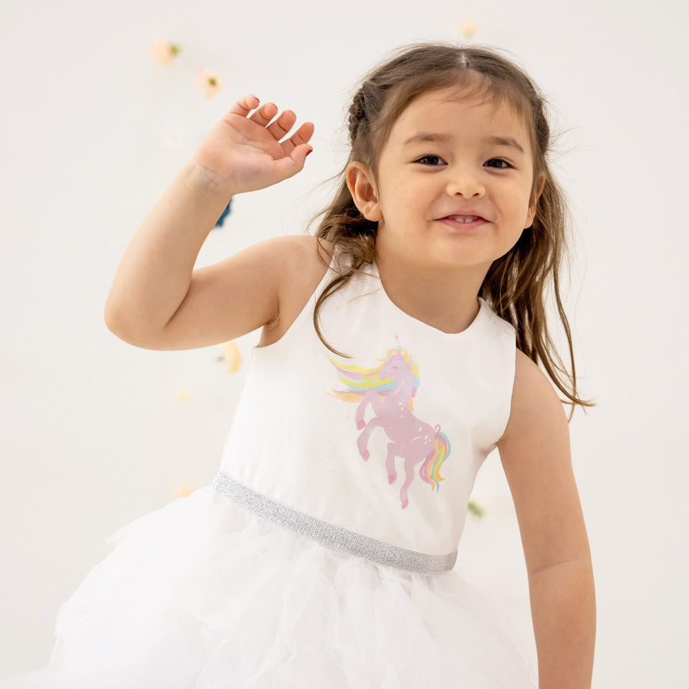 Party Series - Unicorn Tutu Dress in White/Lilac by Le Petit Society — image 3
