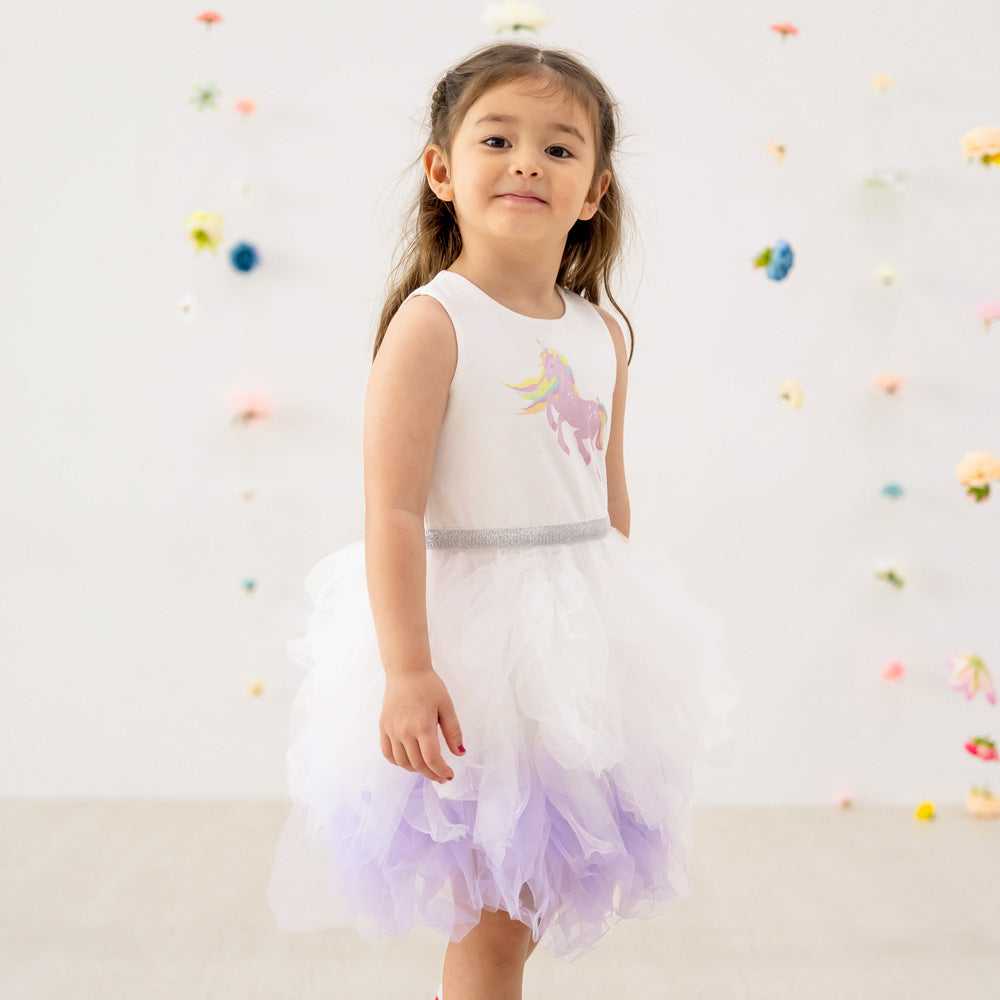 Party Series - Unicorn Tutu Dress in White/Lilac by Le Petit Society — image 9