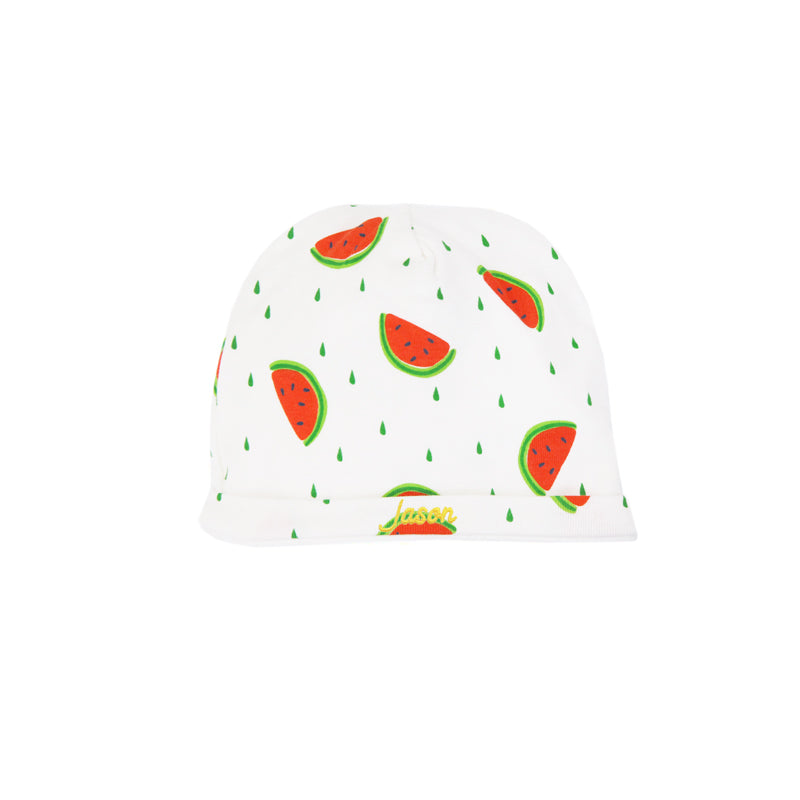 Organic Baby Hat in Watermelon Print by Le Petit Society — image 2