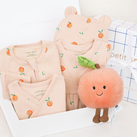 Welcome to the World Baby Girl Set in Sweet Peach by Le Petit Society