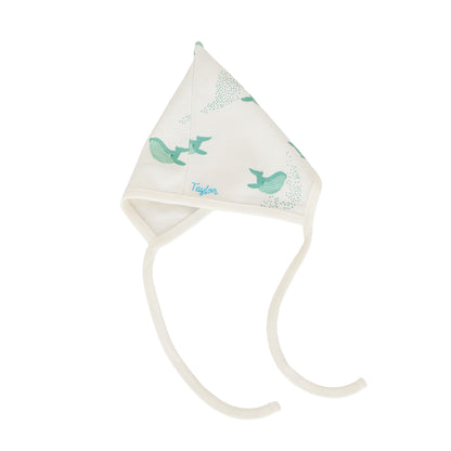 Organic Baby Bonnet Hat in Whale Print by Le Petit Society — image 2