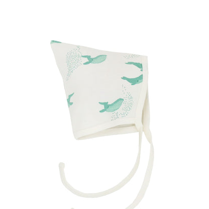 Organic Baby Bonnet Hat in Whale Print by Le Petit Society — image 3