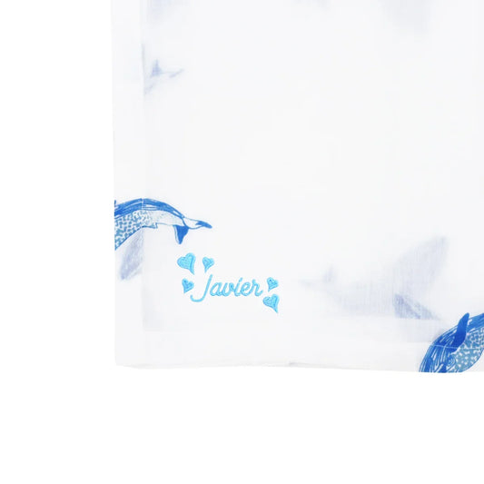 Baby Organic Swaddle in Whale (Personalisable) by Le Petit Society — image 2