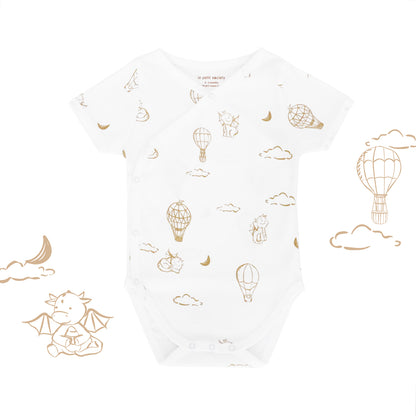 Baby Organic Kimono Romper in Dreamy Dragon - White by Le Petit Society — image 4