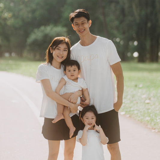 Family Tees - Papa Tee in White/Gold by Le Petit Society