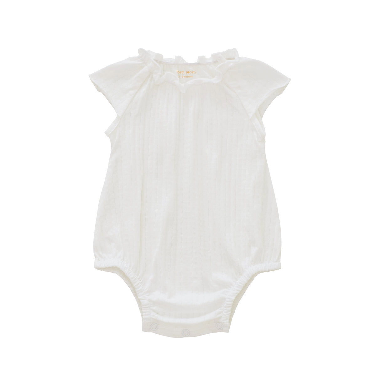 Baby Girl Bubble Romper in White Pointelle Cotton by Le Petit Society — image 8