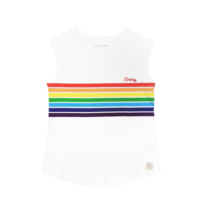 Rainbow Series - Kids Tank in White by Le Petit Society — image 3