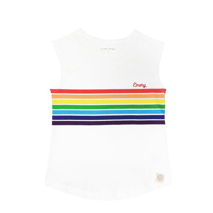 Rainbow Series - Kids Tank in White by Le Petit Society — image 3