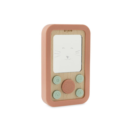 Wooden Silicone Baby Phone in Mrs Cat by Trixie