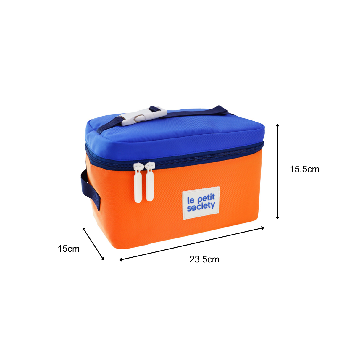 Infographic showing the dimensions of the thermal lunch bag.