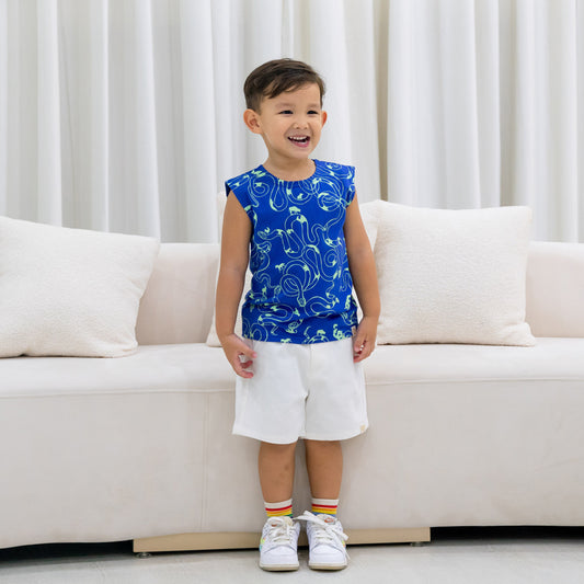 Zodiac Series - Boys Tank in Blue Snake Print by Le Petit Society