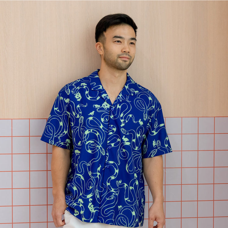 Zodiac Series - Men's Camp Collar Shirt in Blue (Relaxed Fit) by Le Petit Society — image 2