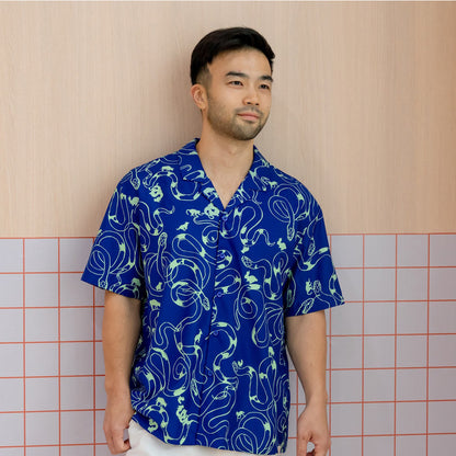 Zodiac Series - Men's Camp Collar Shirt in Blue (Relaxed Fit) by Le Petit Society — image 2