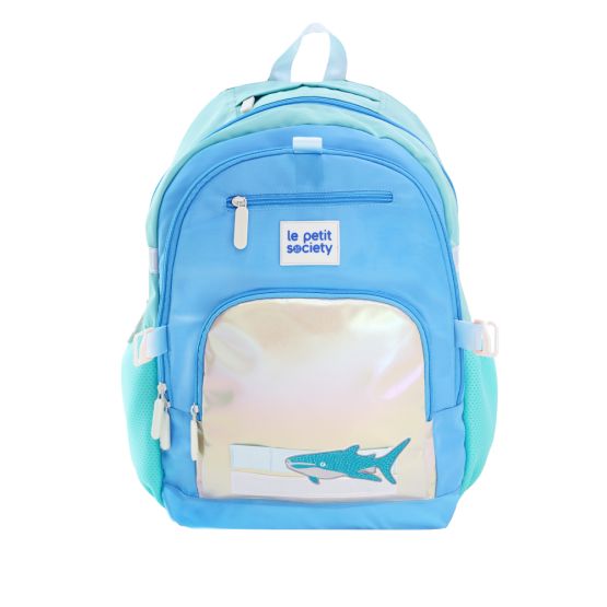 A Le Petit Society school bag customised with a velcro patch at the front.