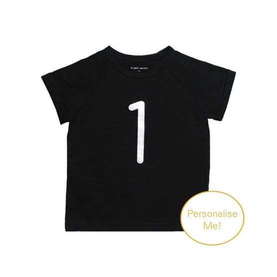 Number 1 Tee in Black/Silver