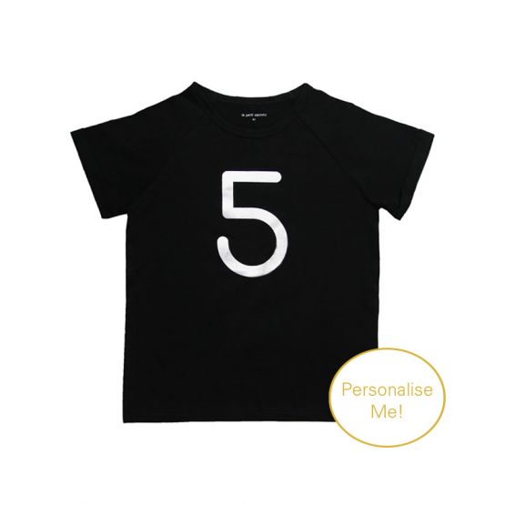 Number 5 Tee in Black/Silver