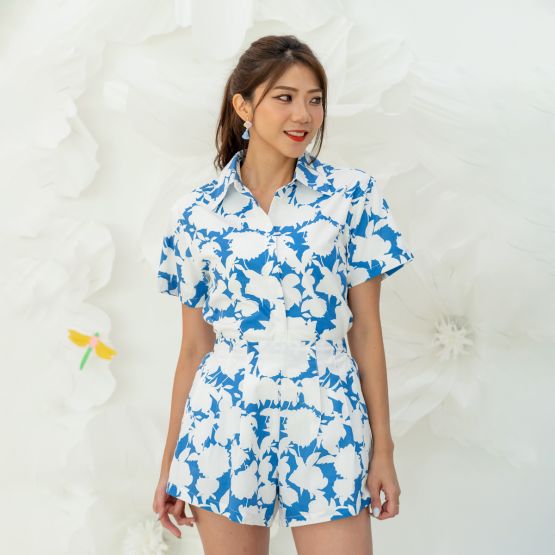 Garden Series - Ladies Shorts in Blue Floral