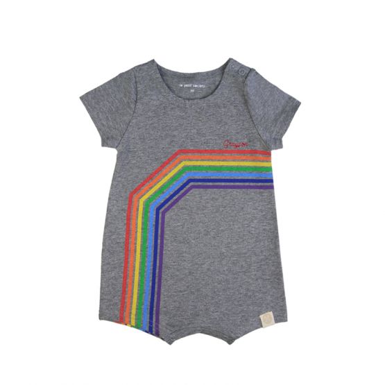 Rainbow Series - Baby Romper in Melange Grey (Left Arc)