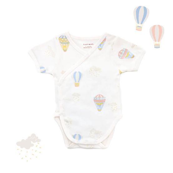 Baby Organic Kimono Romper in Hot Air Balloon Print
