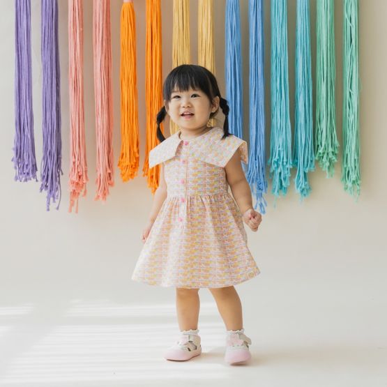 Heritage Series - Girls Vintage Dress in HDB Tweed Print