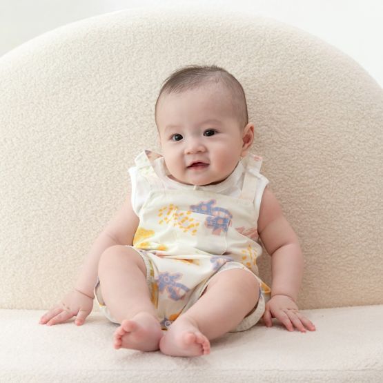 Heritage Series - Baby Boy Overalls in Pastel Dragon Playground Print