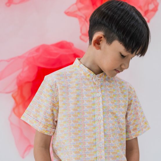 Heritage Series - Boys Shirt in HDB Tweed Print