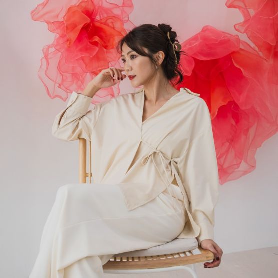Oriental Series - Ladies Wrap Shirt in Oat